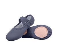 Gray Girls Classic Canvas Ballet Shoes UK Size 13.5 Split-Sole Dance Slippers with Cross Elastic Strap Slip-On Flats School Shoes Breathable Lightweight Ballerina Trainers Body Shaped Footwear