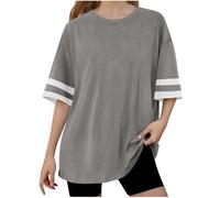 Gray Girls T-Shirt Oversized Crewneck Baseball Tee Short Sleeve Summer Tops Loose Fit Lightweight Tunic Tees Longline Basic Blouse Leisure Fashion Top Children's Comfy Clothing 14-15 Years