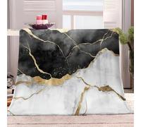 Gray Gold Marble Fleece Throw Blankets Ideal for Adults & Kids Room Décor Gift Grey Blanket for Couch Sofa or Bed, Soft Fuzzy Plush Flannel Lap Blanket 70x100 cm