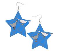 gray goose Prints Leather Star-Shaped Earrings Lightweight And Stylish Accessories For Parties Dances And Everyday Life.