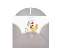 Gray Greeting Card DLXW Chicken holding a windmill Pattern for Christmas, Children's Birthday, Valentine's Day, Wedding Anniversary & Party Invitation