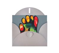 Gray Greeting Card DLXW colorful dog paw Pattern for Christmas, Children's Birthday, Valentine's Day, Wedding Anniversary & Party Invitation