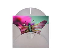 Gray Greeting Card DLXW Dragonfly On The Flower Pattern for Christmas, Children's Birthday, Valentine's Day, Wedding Anniversary & Party Invitation
