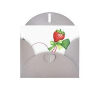 Gray Greeting Card DLXW Green streamer strawberries Pattern for Christmas, Children's Birthday, Valentine's Day, Wedding Anniversary & Party Invitation