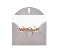 Gray Greeting Card DLXW Kangaroos in the Strawberry Field Pattern for Christmas, Children's Birthday, Valentine's Day, Wedding Anniversary & Party Invitation