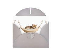 Gray Greeting Card DLXW Kitten in the cradle Pattern for Christmas, Children's Birthday, Valentine's Day, Wedding Anniversary & Party Invitation