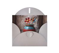 Gray Greeting Card DLXW Little flowers in the painted pottery Pattern for Christmas, Children's Birthday, Valentine's Day, Wedding Anniversary & Party Invitation