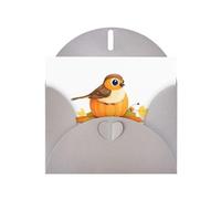 Gray Greeting Card DLXW Little sparrow on pumpkin Pattern for Christmas, Children's Birthday, Valentine's Day, Wedding Anniversary & Party Invitation