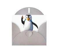 Gray Greeting Card DLXW Penguin skiing Pattern for Christmas, Children's Birthday, Valentine's Day, Wedding Anniversary & Party Invitation