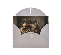 Gray Greeting Card DLXW puppy in a cradle Pattern for Christmas, Children's Birthday, Valentine's Day, Wedding Anniversary & Party Invitation