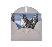 Gray Greeting Card DLXW Snow Leopard on the Mountain Pattern for Christmas, Children's Birthday, Valentine's Day, Wedding Anniversary & Party Invitation