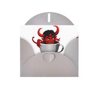 Gray Greeting Card DLXW The devil in the cup Pattern for Christmas, Children's Birthday, Valentine's Day, Wedding Anniversary & Party Invitation