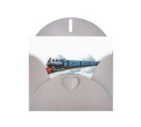 Gray Greeting Card DLXW Train passing through the clouds Pattern for Christmas, Children's Birthday, Valentine's Day, Wedding Anniversary & Party Invitation