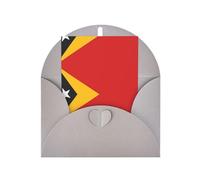 Gray Greeting Card with Matching Envelope â€“ Flag of Timor-Leste Print Blank Blessed Design â€“ Pearl Paper Humorous Note Cards
