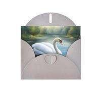 Gray Greeting Card YYHWHJDE Beautiful White Swan Picture Perfect for Valentine's Day, Wedding Anniversary & Party Invitations