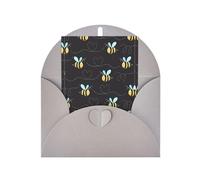 Gray Greeting Cards with Matching Envelopes â€“ Bumble Bees Print Blank Blessed Cards for Birthday, Wedding, Valentine's Day