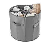 Gray hardboard protective shoe storage box with partitions, multi compartment design for shoe storage, dust-proof storage