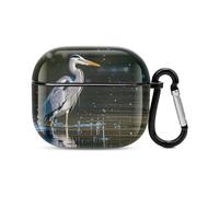 Gray Heron Print in Water Bluetooth Earbuds Case Cover Full Body Shockproof Protection Hard Case Support Wireless Charging with Keychain Personalized Gift for AirPods 3
