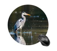Gray Heron Print in Water Round Mouse Pad Smooth Glide Gaming Mousepad Extra Density Portable Comfortable Mouse Mat for Desk, Home, Office 7.8x7.8 Inches
