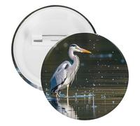 Gray Heron Print in Water Tinplate Badge Personalized Round Brooch Large Craft Button Suitable for Teachers, Nurses, Doctors, Staff, Party Gift Accessories, 12pcs, Plastic, plastics