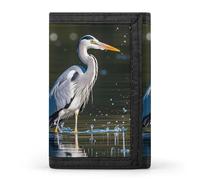 Gray Heron Print in Water Trifold Wallet, Card Cases And Money Oganizer Thin Stylish Mini Coin Bag with Zipper Coin Pocket Credit for Men And Women