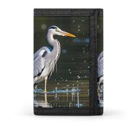 Gray Heron Print in Water Wallet Minimalist Mens Slim Trifold Wallets Modern Fashion Wallets Anti-Theft Wallet Holds Cards And Cash