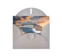 Gray Holiday greeting check blank card and pearl beautiful blank note block VVXBHGR Cruise ship on the sea Pattern