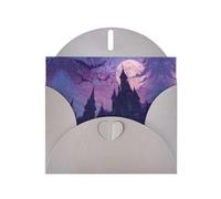Gray Holiday greeting check blank card and pearl beautiful blank note block VVXBHGR Moonlight Bat Castle Pattern