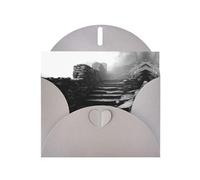 Gray Holiday greeting check blank card and pearl beautiful blank note block VVXBHGR Mountain mist over the stone steps Pattern