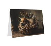 Gray Holiday greeting check blank card and pearl beautiful blank note block VVXBHGR puppy in a cradle Pattern