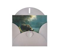 Gray Holiday greeting check blank card and pearl beautiful blank note block VVXBHGR Rhino on the river bank Pattern