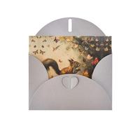 Gray Holiday greeting check blank card and pearl beautiful blank note block VVXBHGR Squirrel chasing butterflies Pattern