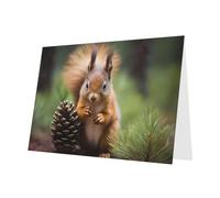 Gray Holiday greeting check blank card and pearl beautiful blank note block VVXBHGR Squirrel holding a pinecone Pattern
