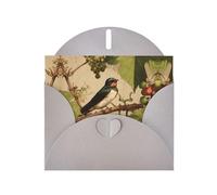 Gray Holiday greeting check blank card and pearl beautiful blank note block VVXBHGR Swallow on the vine Pattern