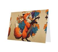 Gray Holiday greeting check blank card and pearl beautiful blank note block VVXBHGR The grape-picking fox Pattern