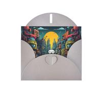 Gray Holiday greeting check blank card and pearl beautiful blank note block VVXBHGR The mechanical city with red figures Pattern