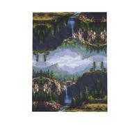 Gray Holiday greeting check blank card and pearl beautiful blank note block VVXBHGR Waterfall in the green valley Pattern