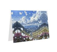 Gray Holiday greeting check blank card and pearl beautiful blank note block VVXBHGR White butterfly in the valley Pattern