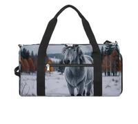 Gray Horse in Winter Landscape Snowy Wilderness Gym Bag for Men Women Water Resistant Duffle Bag Travel Lightweight Bag for Travel Sports, white, One Size