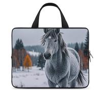 Gray Horse in Winter Landscape Snowy Wilderness Laptop Case Sleeve 10inch Business Travel Protective Computer Carrying Cover Briefcase Handbags for Laptop Or Tablet