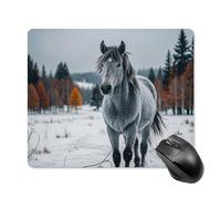 Gray Horse in Winter Landscape Snowy Wilderness Square Mouse Pad Portable Computer Mousepad with Non-Slip Rubber Base 18 * 22cm Ultra-Thin Gaming Mouse Mat for Computer Laptop Office Desk Accessories