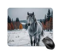 Gray Horse in Winter Landscape Snowy Wilderness Square Mouse Pad Portable Computer Mousepad with Non-Slip Rubber Base 25 * 30cm Ultra-Thin Gaming Mouse Mat for Computer Laptop Office Desk Accessories