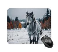 Gray Horse in Winter Landscape Snowy Wilderness Square Mouse Pad Portable Computer Mousepad with Non-Slip Rubber Base 20 * 25cm Ultra-Thin Gaming Mouse Mat for Computer Laptop Office Desk Accessories