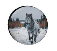 Gray Horse in Winter Landscape Snowy Wilderness Tire Covers Waterproof Anti UV Tire Cover 30inch Single Axle Wheel Covers for RV Truck SUV Trailer Universal for All Seasons