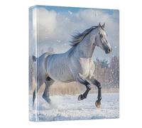 Gray Horse Winter Landscape 1-1/2 Inch Binders 3 Ring, Versatile Binders with Anti-Slip Clip Decorative Three Ring Binder for School Office Home, 1 Pack
