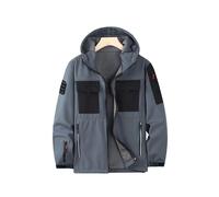 (Gray Jacket 2.0, XXL(85-95kg)) US Military Army SharkSkin SoftShell Tactical Windproof Waterproof Jackets Men Hood Coat Combat Fishing Hiking Camping Hunting