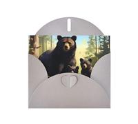 Gray JKIEGOQ Black Bear Family Prints Greeting Card 4 x 6 in for Christmas, Valentine's Day, Wedding, Party Invitation Cards