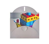 Gray JKIEGOQ Colorful Building Blocks Prints Greeting Card 4 x 6 in for Christmas, Valentine's Day, Wedding, Party Invitation Cards