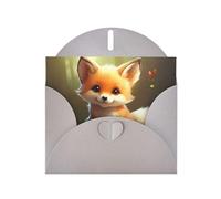 Gray JKIEGOQ Cute Baby Fox Prints Greeting Card 4 x 6 in for Christmas, Valentine's Day, Wedding, Party Invitation Cards