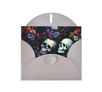 Gray JKIEGOQ horrible dark skulls flowers pattern Prints Greeting Card 4 x 6 in for Christmas, Valentine's Day, Wedding, Party Invitation Cards